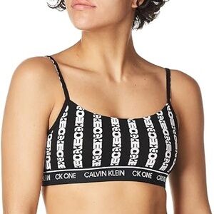 CK ONE Calvin Klein Sports Bra - Black and White Logo Print